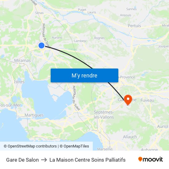 Gare De Salon to La Maison Centre Soins Palliatifs map