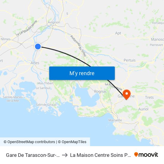 Gare De Tarascon-Sur-Rhône to La Maison Centre Soins Palliatifs map