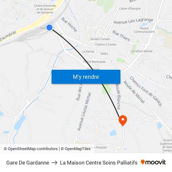 Gare De Gardanne to La Maison Centre Soins Palliatifs map