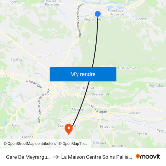 Gare De Meyrargues to La Maison Centre Soins Palliatifs map