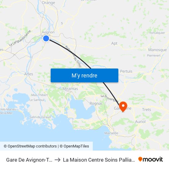 Gare De Avignon-Tgv to La Maison Centre Soins Palliatifs map