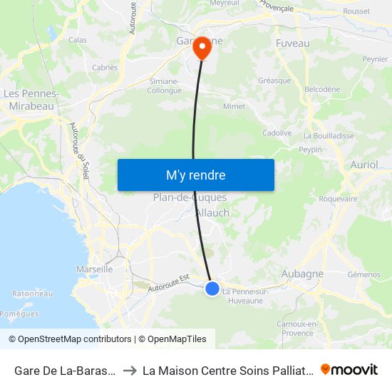 Gare De La-Barasse to La Maison Centre Soins Palliatifs map