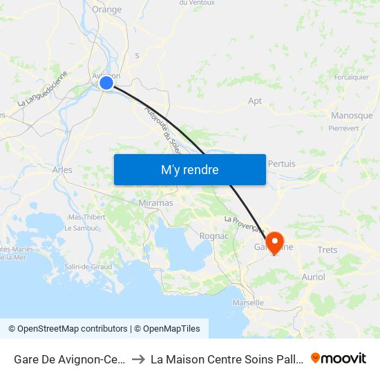 Gare De Avignon-Centre to La Maison Centre Soins Palliatifs map