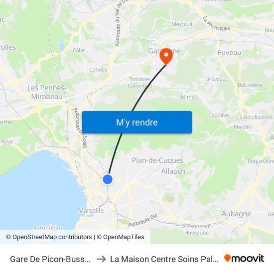 Gare De Picon-Busserine to La Maison Centre Soins Palliatifs map