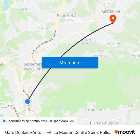 Gare De Saint-Antoine to La Maison Centre Soins Palliatifs map