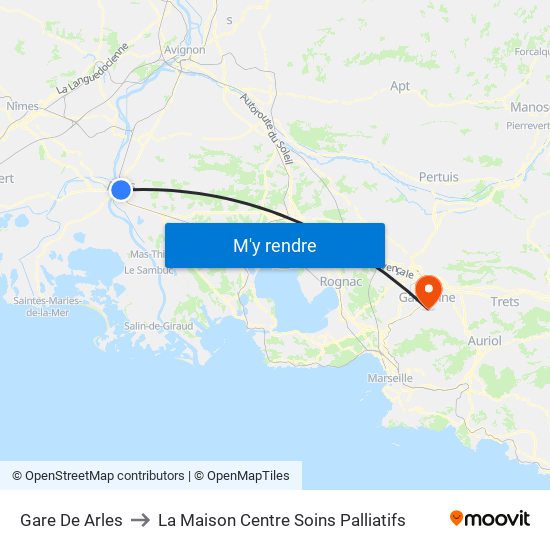 Gare De Arles to La Maison Centre Soins Palliatifs map