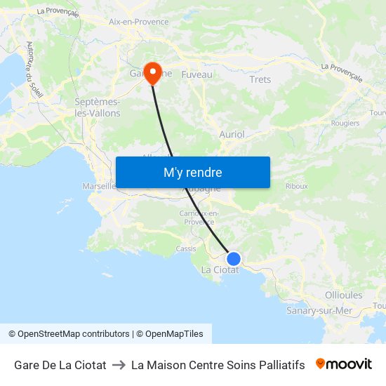 Gare De La Ciotat to La Maison Centre Soins Palliatifs map