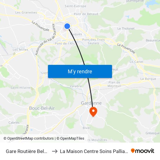 Gare Routière Belges to La Maison Centre Soins Palliatifs map