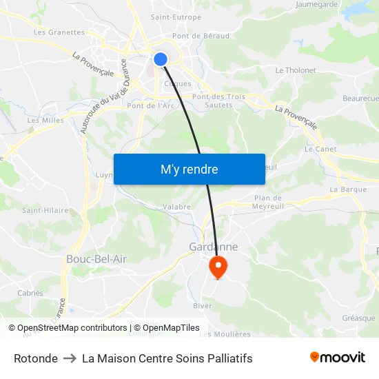 Rotonde to La Maison Centre Soins Palliatifs map