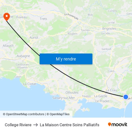 College Riviere to La Maison Centre Soins Palliatifs map
