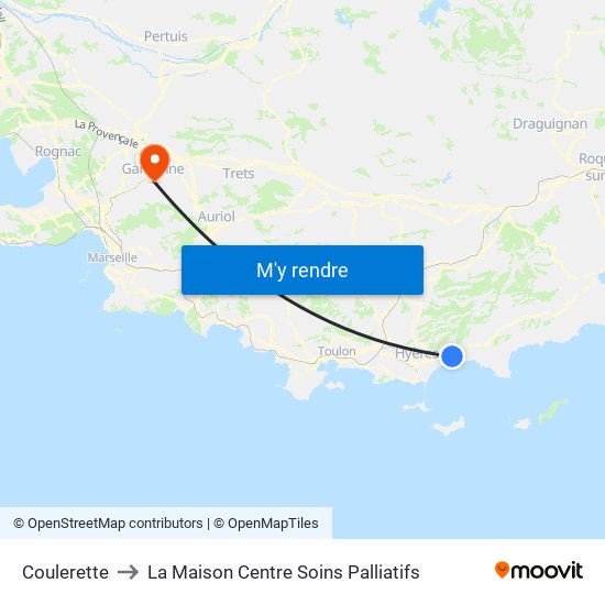 Coulerette to La Maison Centre Soins Palliatifs map