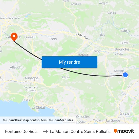 Fontaine De Ricaud to La Maison Centre Soins Palliatifs map