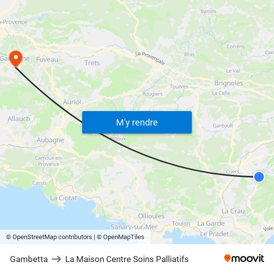 Gambetta to La Maison Centre Soins Palliatifs map