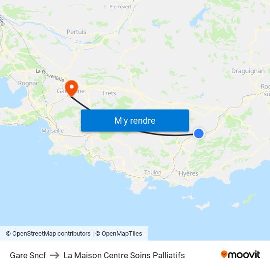 Gare Sncf to La Maison Centre Soins Palliatifs map