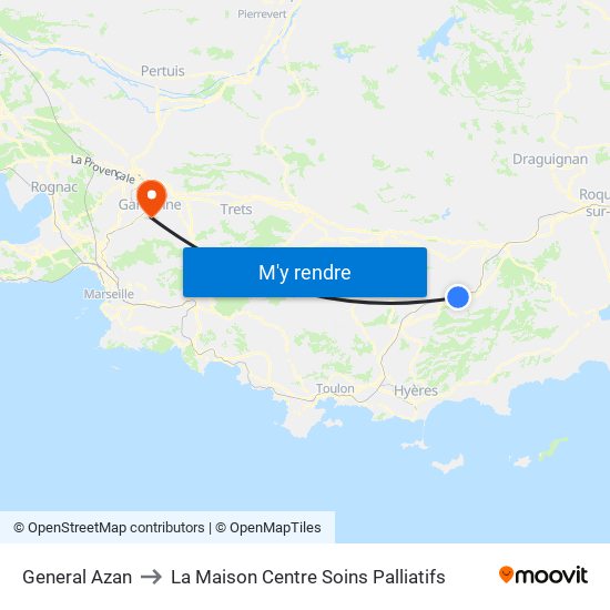 General Azan to La Maison Centre Soins Palliatifs map
