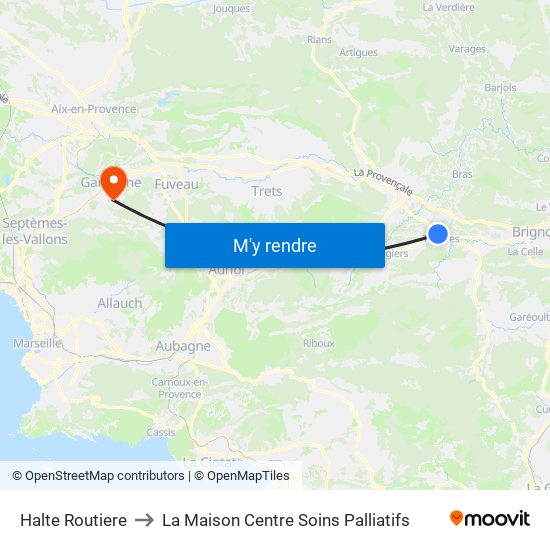 Halte Routiere to La Maison Centre Soins Palliatifs map