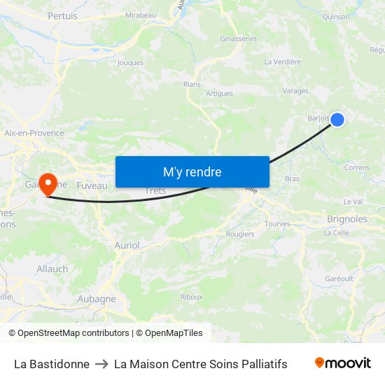 La Bastidonne to La Maison Centre Soins Palliatifs map