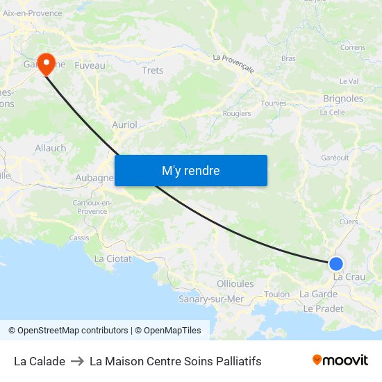 La Calade to La Maison Centre Soins Palliatifs map