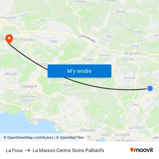 La Foux to La Maison Centre Soins Palliatifs map