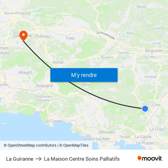 La Guiranne to La Maison Centre Soins Palliatifs map