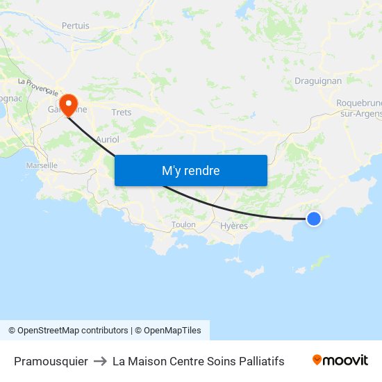 Pramousquier to La Maison Centre Soins Palliatifs map