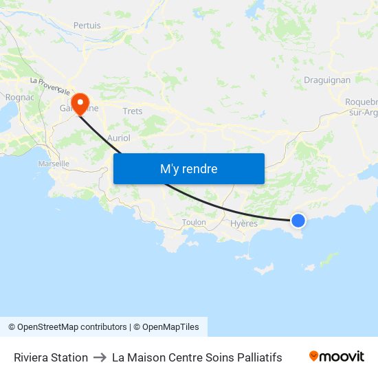 Riviera Station to La Maison Centre Soins Palliatifs map