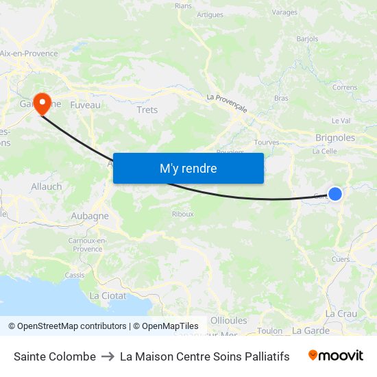 Sainte Colombe to La Maison Centre Soins Palliatifs map