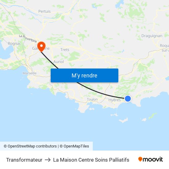 Transformateur to La Maison Centre Soins Palliatifs map