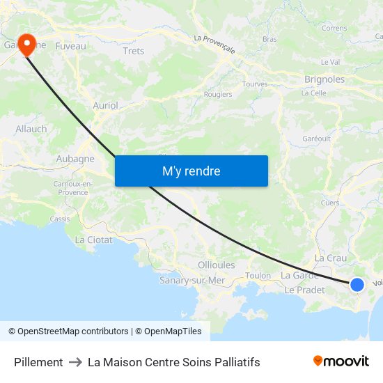 Pillement to La Maison Centre Soins Palliatifs map
