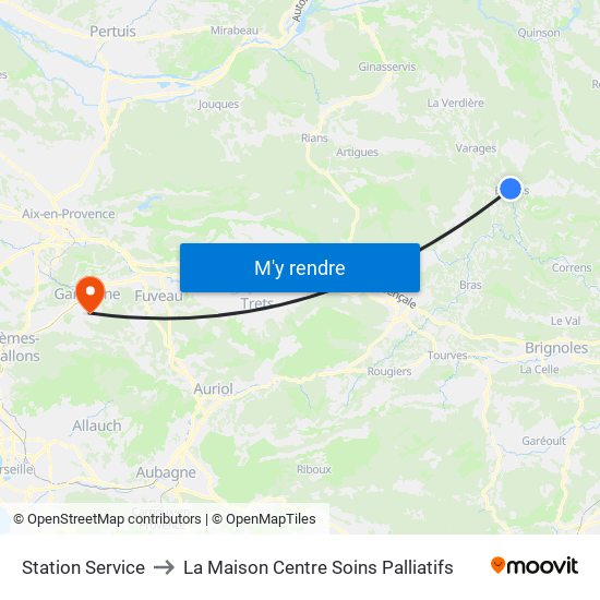 Station Service to La Maison Centre Soins Palliatifs map