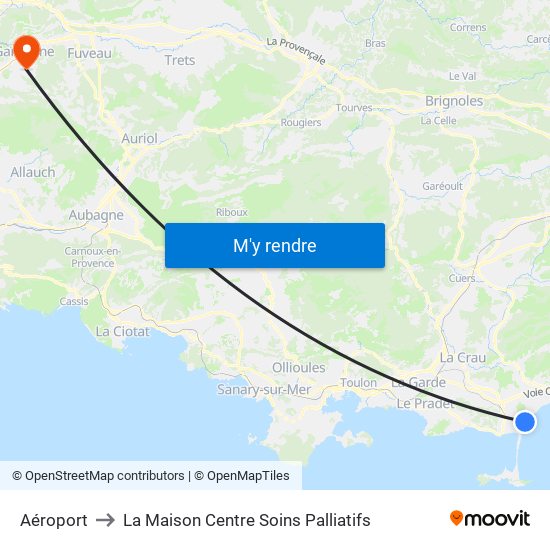 Aéroport to La Maison Centre Soins Palliatifs map