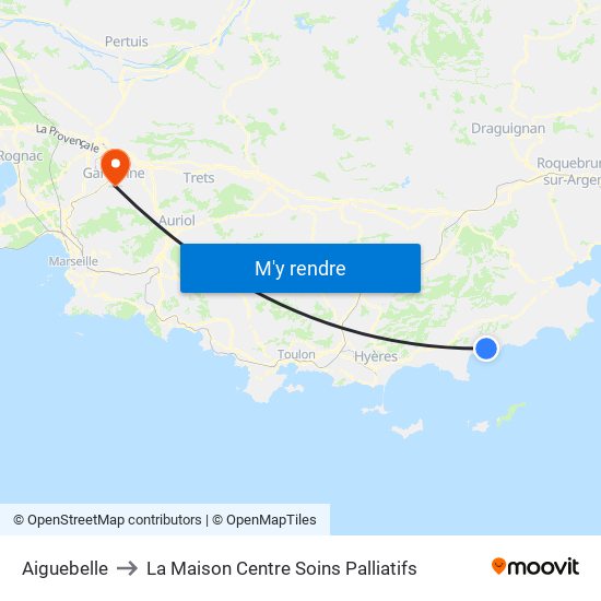 Aiguebelle to La Maison Centre Soins Palliatifs map