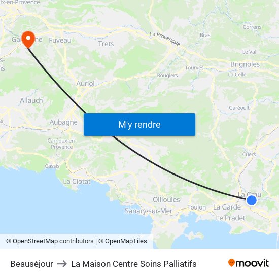 Beauséjour to La Maison Centre Soins Palliatifs map