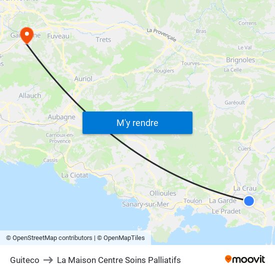Guiteco to La Maison Centre Soins Palliatifs map