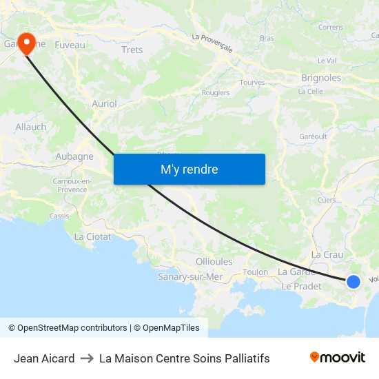 Jean Aicard to La Maison Centre Soins Palliatifs map