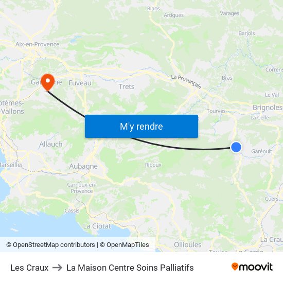 Les Craux to La Maison Centre Soins Palliatifs map