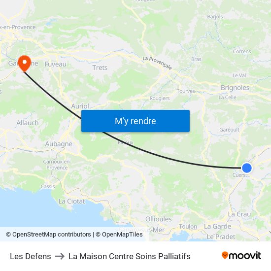 Les Defens to La Maison Centre Soins Palliatifs map