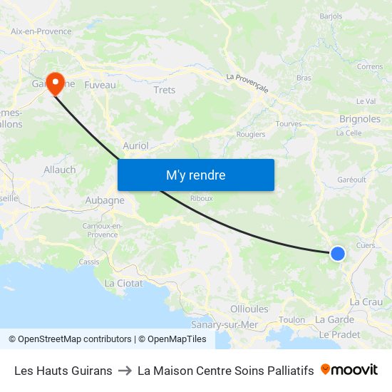 Les Hauts Guirans to La Maison Centre Soins Palliatifs map