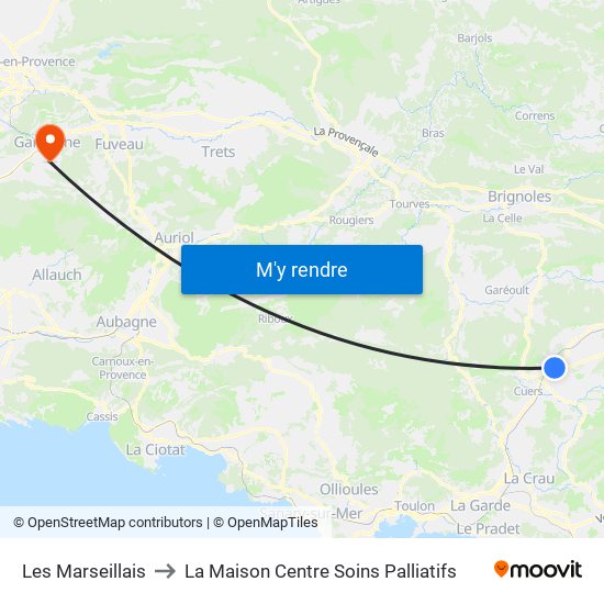 Les Marseillais to La Maison Centre Soins Palliatifs map