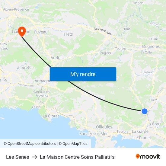 Les Senes to La Maison Centre Soins Palliatifs map