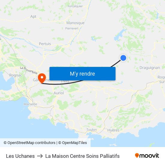 Les Uchanes to La Maison Centre Soins Palliatifs map