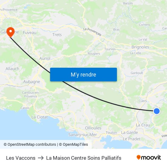 Les Vaccons to La Maison Centre Soins Palliatifs map