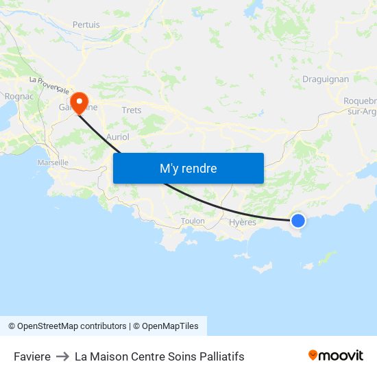 Faviere to La Maison Centre Soins Palliatifs map