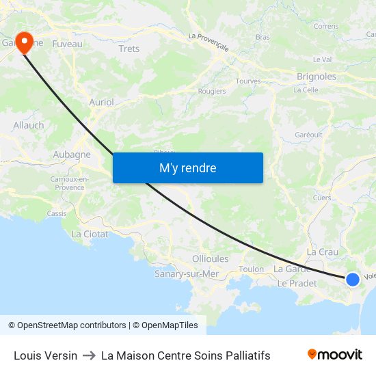Louis Versin to La Maison Centre Soins Palliatifs map