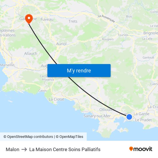 Malon to La Maison Centre Soins Palliatifs map