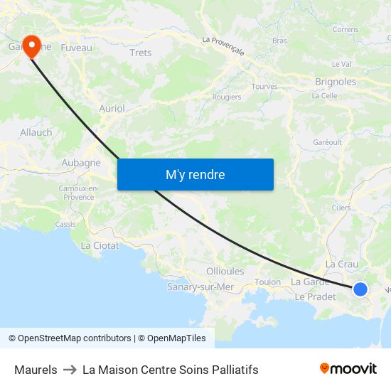 Maurels to La Maison Centre Soins Palliatifs map