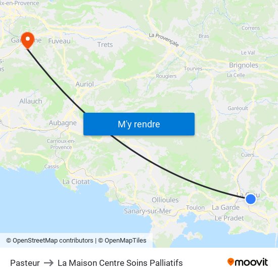 Pasteur to La Maison Centre Soins Palliatifs map