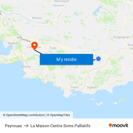 Peyrouas to La Maison Centre Soins Palliatifs map