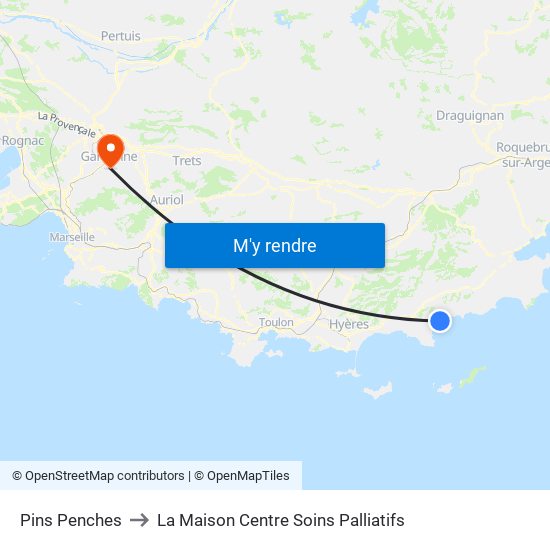 Pins Penches to La Maison Centre Soins Palliatifs map
