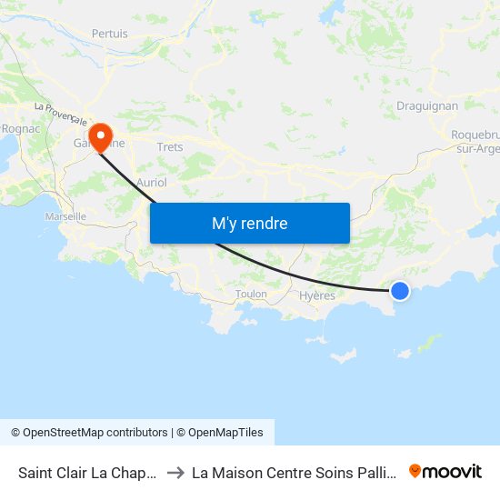 Saint Clair La Chapelle to La Maison Centre Soins Palliatifs map
